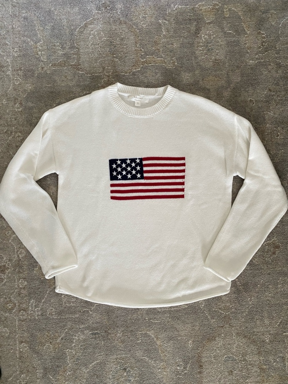 🇺🇸 Brit.Ny American Flag Cotton Sweater White S Small